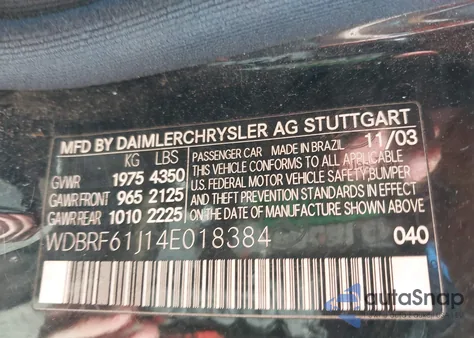 2004 Mercedes-Benz C 240 z USA, uszkodzony, nr VIN WDBRF61J14E018384